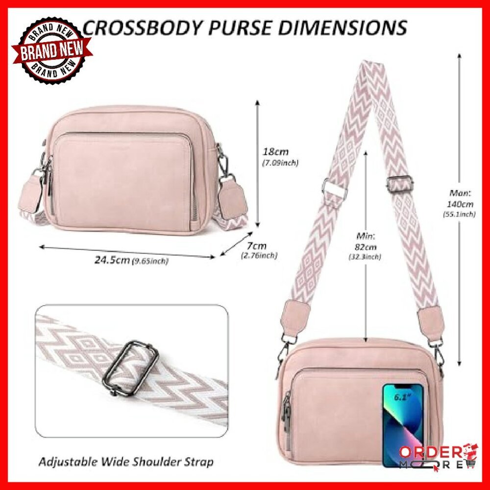 Leather Crossbody Bag with 8 Card Slots, Anti-Theft Design, Adjustable Strap - Picture 6 of 8